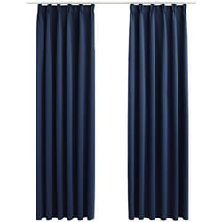Rideaux occultants avec crochets 2 pcs Bleu 140x175 cm