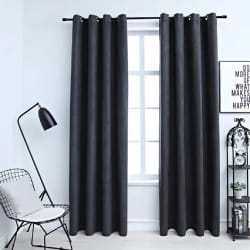 vidaXL Rideaux occultants avec anneaux Métal 2pcs Anthracite 140x175cm