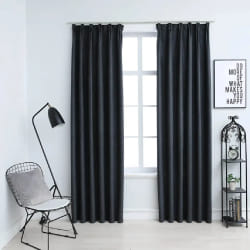 vidaXL Rideaux occultants avec crochets 2 pcs Anthracite 140x225 cm - TU