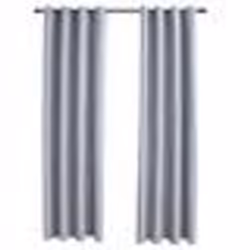 vidaXL Rideaux occultants avec anneaux en métal 2 pcs Gris 140x175 cm - TU