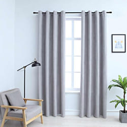 Vidaxl - Rideaux occultants avec anneaux en métal 2 pcs Gris 140x225 cm