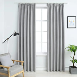 vidaXL Rideaux occultants avec crochets 2 pcs Gris 140x225 cm - TU