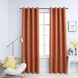 vidaXL Rideaux occultants et anneaux en métal 2 pcs Rouille 140x175 cm - TU