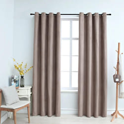vidaXL Rideaux occultants avec anneaux en métal 2 pcs Taupe 140x245 cm - TU