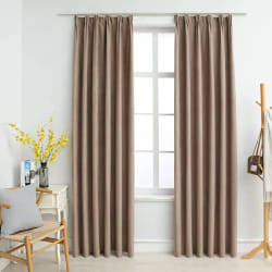 vidaXL Rideaux occultants avec crochets 2 pcs Taupe 140x225 cm - TU