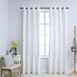 vidaXL Rideau occultant et anneaux en métal 2pcs Blanc cassé 140x245cm - TU