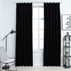 Vidaxl - Rideaux occultants avec crochets 2 pcs Velours Noir 140x175 cm