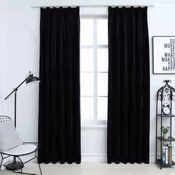 vidaXL Rideaux occultants avec crochets 2 pcs Velours Noir 140x225 cm - TU