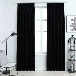 vidaXL Rideaux occultants avec crochets 2 pcs Velours Noir 140x225 cm - TU