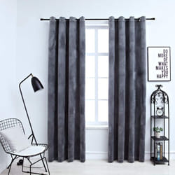 Rideaux occultants et anneaux 2pcs Velours Anthracite 140x175cm