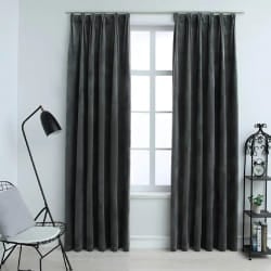 vidaXL Rideaux occultants et crochet 2pcs Velours Anthracite 140x225cm - TU