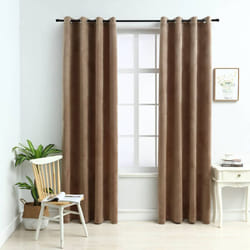 vidaXL Rideaux occultants avec anneaux 2 pcs Velours Beige 140x225 cm - TU