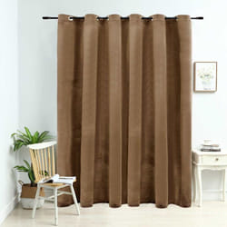 Rideau occultant avec anneaux en métal Velours Beige 290x245 cm Vidaxl