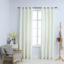 vidaXL Rideaux occultants avec anneaux 2 pcs Velours Crème 140x225 cm - TU