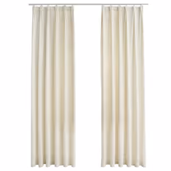 vidaXL Rideaux occultants avec crochets 2 pcs Velours Crème 140x175 cm - TU