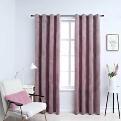 vidaXL Rideaux occultants avec anneaux 2 pcs Velours Rose 140x245 cm - TU
