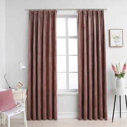Rideau occultant et crochet 2pcs Velours Rose antique 140x245cm - Vidaxl