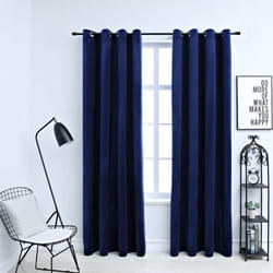 Vidaxl - Rideaux occultants et anneaux 2pcs Velours Bleu foncé 140x245cm