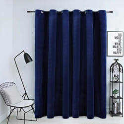 vidaXL Rideau occultant et anneaux Velours Bleu foncé 290x245 cm - TU
