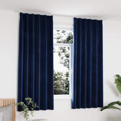 vidaXL Rideaux occultants et crochet 2pcs Velours Bleu foncé 140x175cm