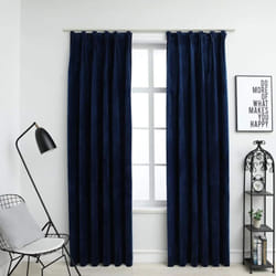 Vidaxl - Rideaux occultants et crochet 2pcs Velours Bleu foncé 140x245cm