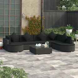 Vidaxl - Salon de jardin 8 pcs avec coussins résine tressée noir