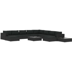 Vidaxl - Salon de jardin 12 pcs avec coussins résine tressée noir
