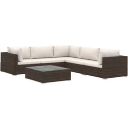 Vidaxl - Salon de jardin 6 pcs avec coussins Résine tressée Marron