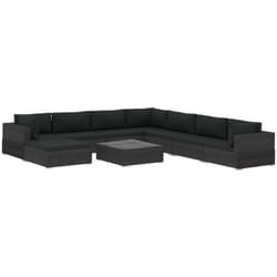Vidaxl - Salon de jardin 9 pcs avec coussins Résine tressée Noir