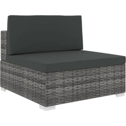 vidaXL Siège central sectionnel 1 pc et coussins Résine tressée Gris - TU