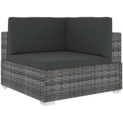 Vidaxl - Chaise d'angle 1 pc et coussins Résine tressée Gris