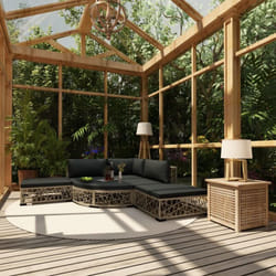 vidaXL Salon de jardin 6 pcs avec coussins résine tressée gris - TU