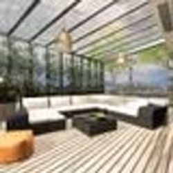 vidaXL Salon de jardin 10 pcs avec coussins Résine tressée Noir - TU