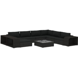 Vidaxl - Salon de jardin 10 pcs avec coussins Résine tressée Noir