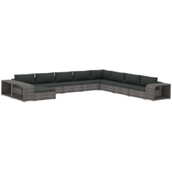 Vidaxl - Salon de jardin 11 pcs avec coussins Résine tressée Gris