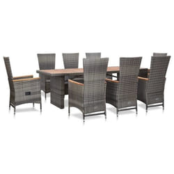 vidaXL Ensemble à manger d'extérieur 9pcs coussins Résine tressée Gris - TU