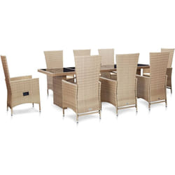 Vidaxl - Salon de jardin avec coussins 9 pcs Résine tressée Beige