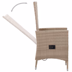VidaXL 46063 chaise d'extérieur Terrace Siège rembourré Polyuréthane, Acier Crème, Blanc - Vue supplémentaire 7