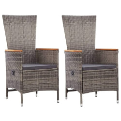 vidaXL Chaises d'extérieur lot de 2 avec coussins Résine tressée Gris - TU