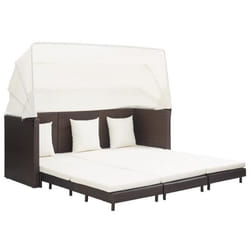 vidaXL Canapé-lit extensible 3 places avec toit Résine tressée Marron - TU