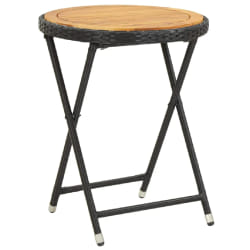 vidaXL Table à thé Noir 60 cm Résine tressée et bois d'acacia solide - TU
