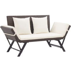 Vidaxl - Banc de jardin avec coussins 176 cm Marron Résine tressée