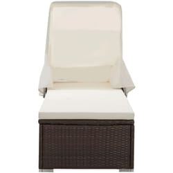 Vidaxl - Chaise longue avec auvent et coussin Résine tressée Marron