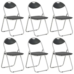 vidaXL Chaises pliantes à manger lot de 6 noir similicuir - TU
