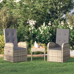 vidaXL Chaise inclinable de jardin 2pc et coussins Résine tressée Gris - TU