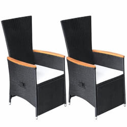 vidaXL Chaise inclinable de jardin 2pc et coussins Résine tressée Noir - TU