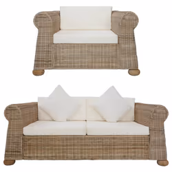 VidaXL 278601, Crème, Naturel, Blanc, 2 siège(s), Polyester, 1550 mm, 780 mm, 670 mm
