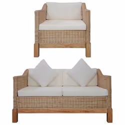 VidaXL 278614, Crème, Naturel, Blanc, 2 siège(s), Coton, Polyester, 1320 mm, 780 mm, 740 mm