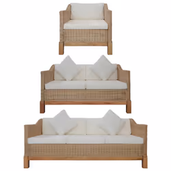VidaXL 278616, Crème, Naturel, Blanc, 3 siège(s), Coton, Polyester, 1710 mm, 780 mm, 740 mm