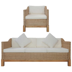 VidaXL 278617 canapé 3 siège(s) Crème, Naturel, Blanc